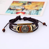 Four Leaf Clover Leather Bracelet Unisex Alloy Beads Charm Bangle