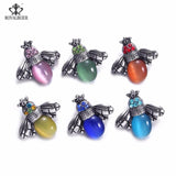 6pcs Lovely Bee Snaps Button Rhinestone Metal Charms For 18mm Snap Bracelet