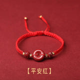 Chinese Style Cinnabar Safety Bracelet Women Hand Woven Red Rope