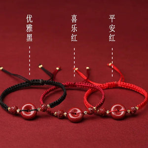 Chinese Style Cinnabar Safety Bracelet Women Hand Woven Red Rope