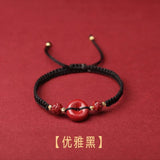 Chinese Style Cinnabar Safety Bracelet Women Hand Woven Red Rope