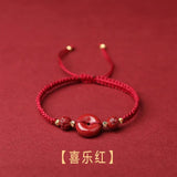 Chinese Style Cinnabar Safety Bracelet Women Hand Woven Red Rope