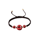 Chinese Style Cinnabar Safety Bracelet Women Hand Woven Red Rope