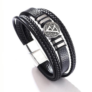 Men Leather Bracelets Multi-layer Braided with Scripture Compass Devil Eye