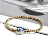 Evil Eye Copper Bead Glass Heart Charm Bracelet Adjustable Bracelet