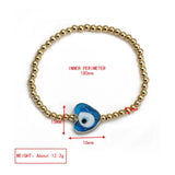 Evil Eye Copper Bead Glass Heart Charm Bracelet Adjustable Bracelet