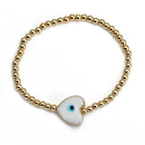Evil Eye Copper Bead Glass Heart Charm Bracelet Adjustable Bracelet
