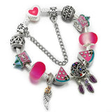 Love Snake Chain Charm Bracelet with Hot Air Balloon Pendant