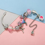 Love Snake Chain Charm Bracelet with Hot Air Balloon Pendant
