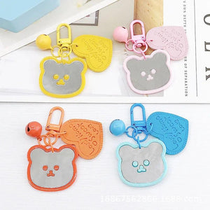 Bear Keychain Pendant Mirror Accessories Couple Bag Hanging Decoration