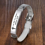 Engraved Cross Stainless Steel Bracelet
