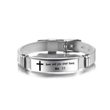 Engraved Cross Stainless Steel Bracelet