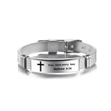 Engraved Cross Stainless Steel Bracelet