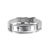 Engraved Cross Stainless Steel Bracelet