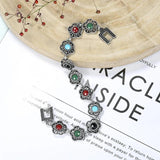 Colorful Flowers Silver Hollow Bracelet Women Gift