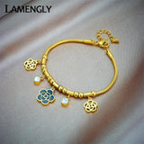 316L Stainless Steel Zircon Charm Bracelet Flower Design