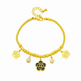 316L Stainless Steel Zircon Charm Bracelet Flower Design