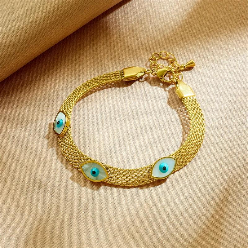 LAMENGLY Eye Shape Charm Bracelet For Women Vintage Watch Chain Jewelry