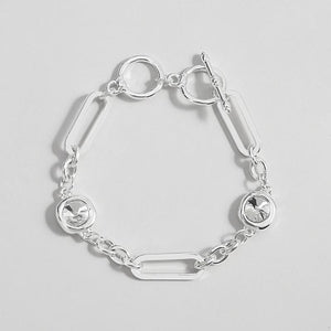 Crystal Beads Charm Bracelet Oval Link Chain Statement Jewelry