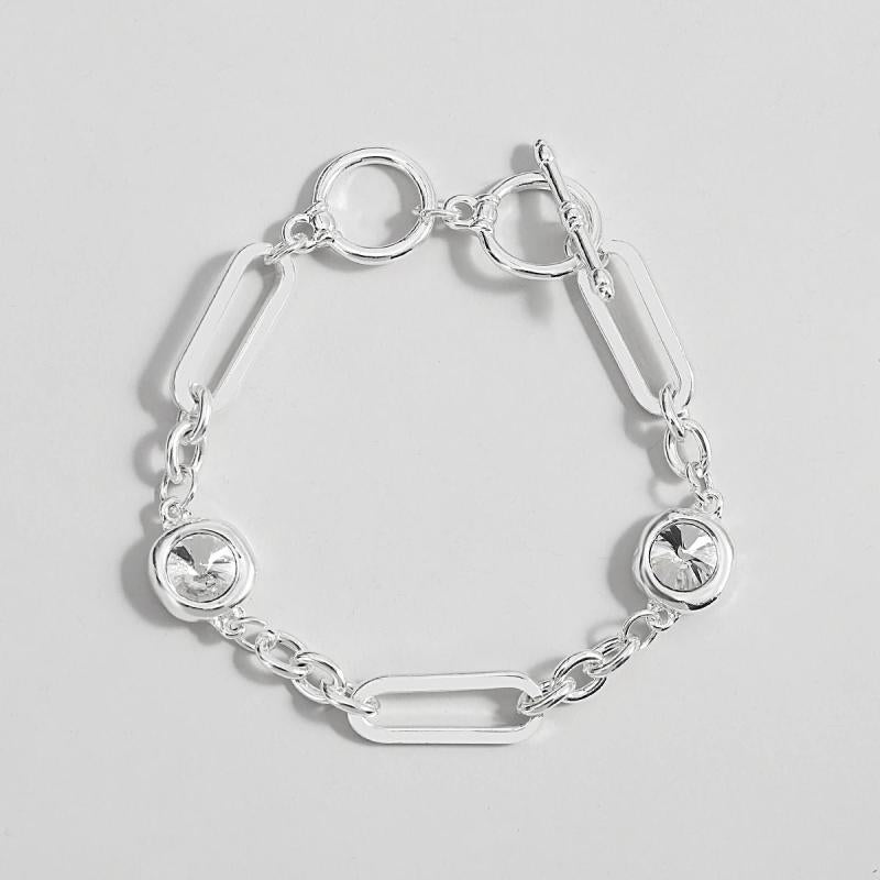 Crystal Beads Charm Bracelet Oval Link Chain Statement Jewelry