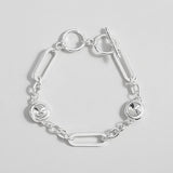 Crystal Beads Charm Bracelet Oval Link Chain Statement Jewelry