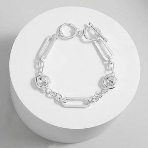 Crystal Beads Charm Bracelet Oval Link Chain Statement Jewelry