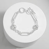 Crystal Beads Charm Bracelet Oval Link Chain Statement Jewelry