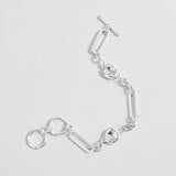 Crystal Beads Charm Bracelet Oval Link Chain Statement Jewelry