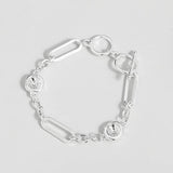Crystal Beads Charm Bracelet Oval Link Chain Statement Jewelry