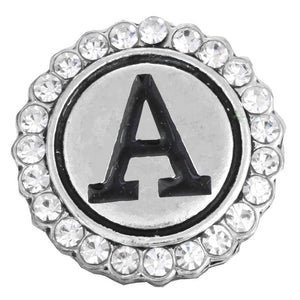 6pcs Rhinestone Crystal Snap Button 18mm Initial A-Z Alphabet Letter Snaps