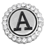 6pcs Rhinestone Crystal Snap Button 18mm Initial A-Z Alphabet Letter Snaps