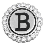 6pcs Rhinestone Crystal Snap Button 18mm Initial A-Z Alphabet Letter Snaps