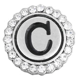 6pcs Rhinestone Crystal Snap Button 18mm Initial A-Z Alphabet Letter Snaps
