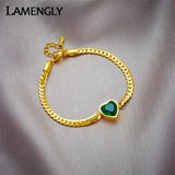 316L Stainless Steel Heart Love Crystal Charm Bracelet For Women Girl