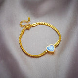 316L Stainless Steel Heart Love Crystal Charm Bracelet For Women Girl