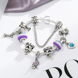 Pug & Bones Charm Bracelet Crystal Beaded Heart Pendant Bangle Jewelry