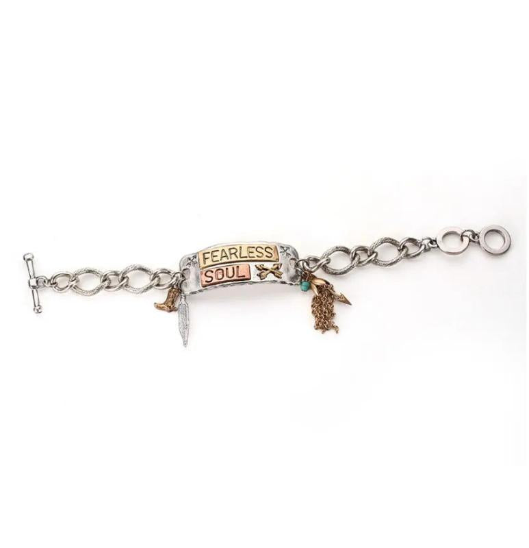 Ethnic Charm Tassel Chain Toggle Bracelet for Women
