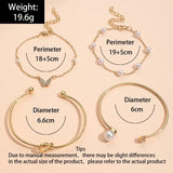 Sindlan 4Pcs Butterfly Pearl Bracelets Vintage Bangle Set Kpop Jewelry