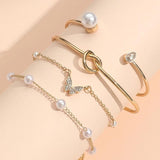 Sindlan 4Pcs Butterfly Pearl Bracelets Vintage Bangle Set Kpop Jewelry