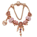 Snake Chain Charm Bracelet Crystal Bead Pendant DIY High-Quality Jewelry