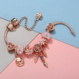 Snake Chain Charm Bracelet Crystal Bead Pendant DIY High-Quality Jewelry