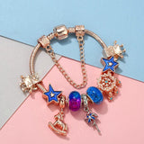 Snake Chain Charm Bracelet Crystal Bead Pendant DIY High-Quality Jewelry