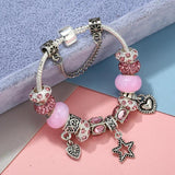 Snake Chain Charm Bracelet Crystal Bead Pendant DIY High-Quality Jewelry