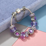 Snake Chain Charm Bracelet Crystal Bead Pendant DIY High-Quality Jewelry