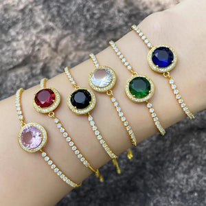 Clear Crystal Tennis Chain Bracelets for Women Copper Plated