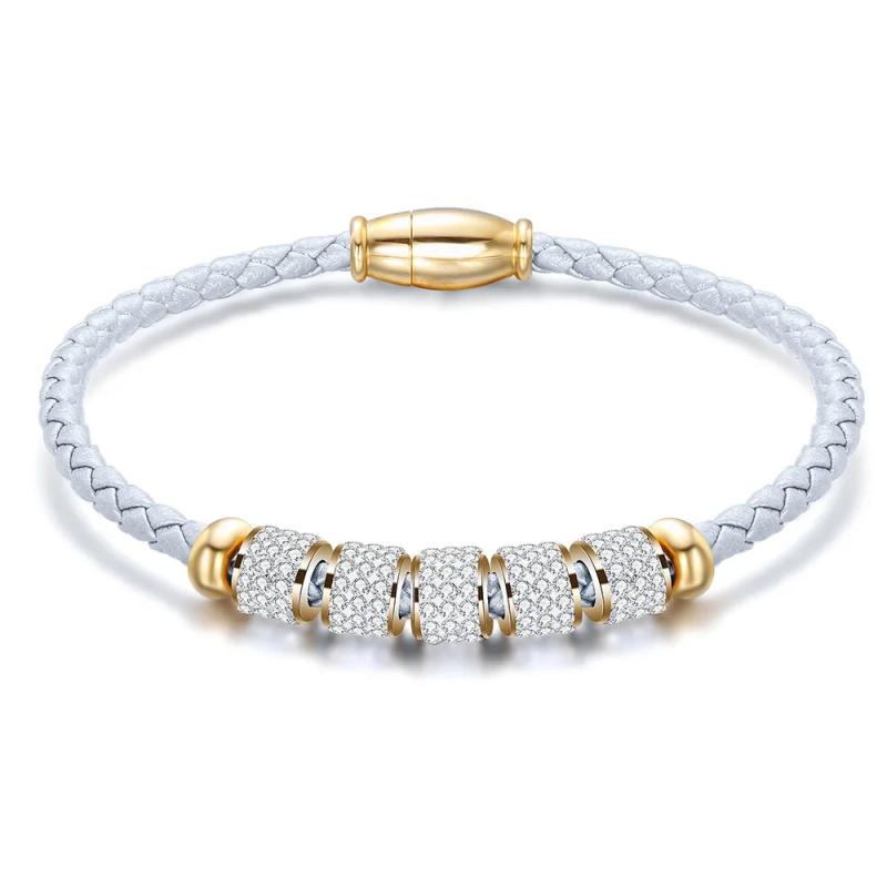 Korea Ins Stainless Steel Leather Woman Bracelet Magnet Buckle