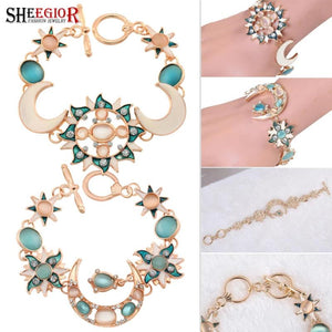 Opal Sun Moon Star Bracelet Boho Charm for Women Men