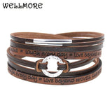 Charm Leather Bracelets Wrap Couple Jewelry