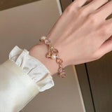 Pink Crystal Beads Pearl Bracelet Women's All-Match