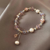 Pink Crystal Beads Pearl Bracelet Women's All-Match